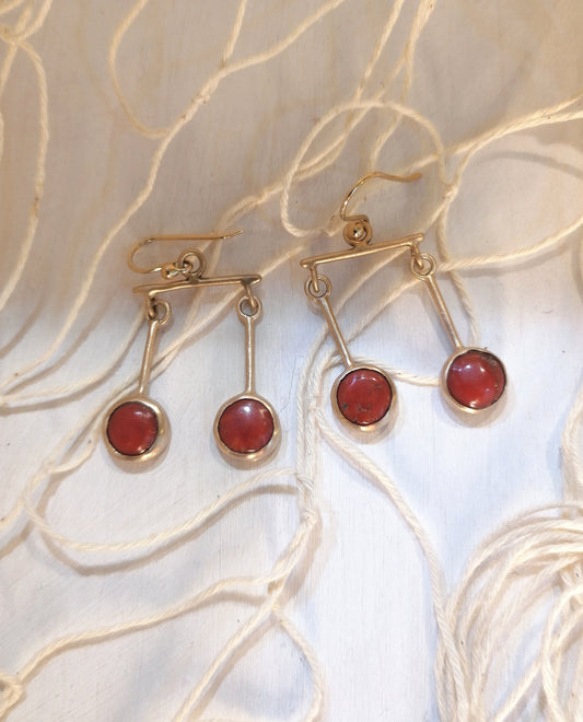 Libra Earrings in Bronze and Ancient Corals 