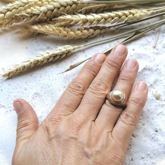 Anello perla australiana gold