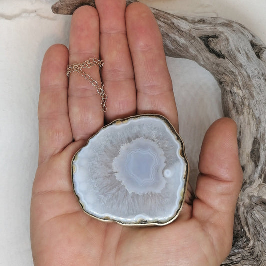 Ciondolo Agata calcedonia grigio/viola