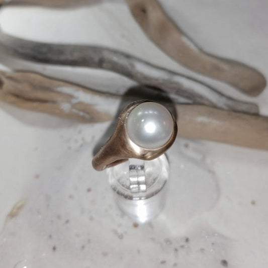 Anello perla australiana bianca