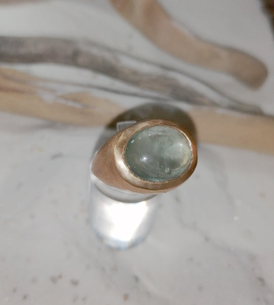 Anello acquamarina ovale grande